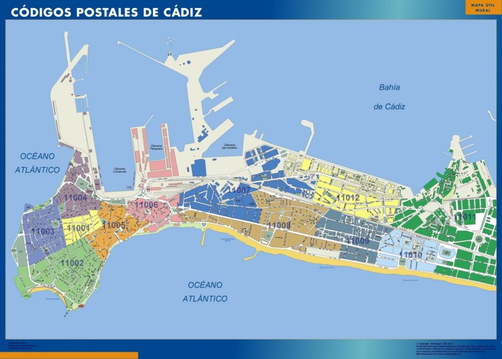Carte Cadiz codes postaux