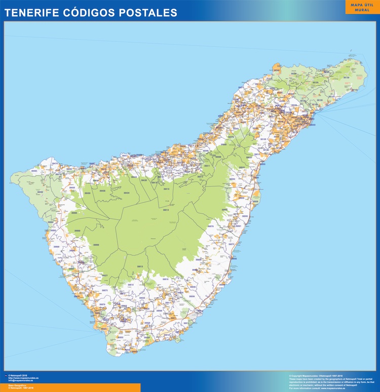 Carte Isla Tenerife codigos postales
