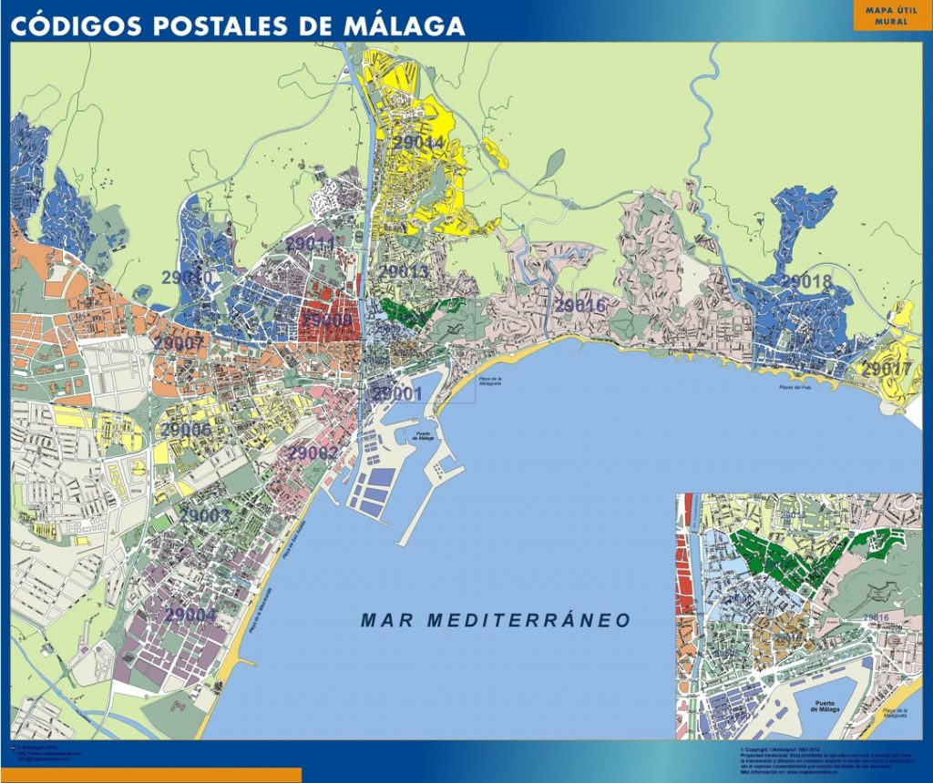 Carte Malaga codes postaux