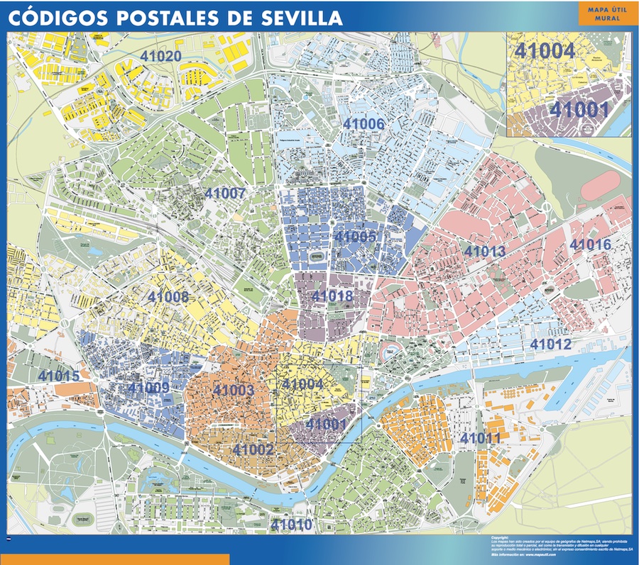 Carte Sevilla codes postaux