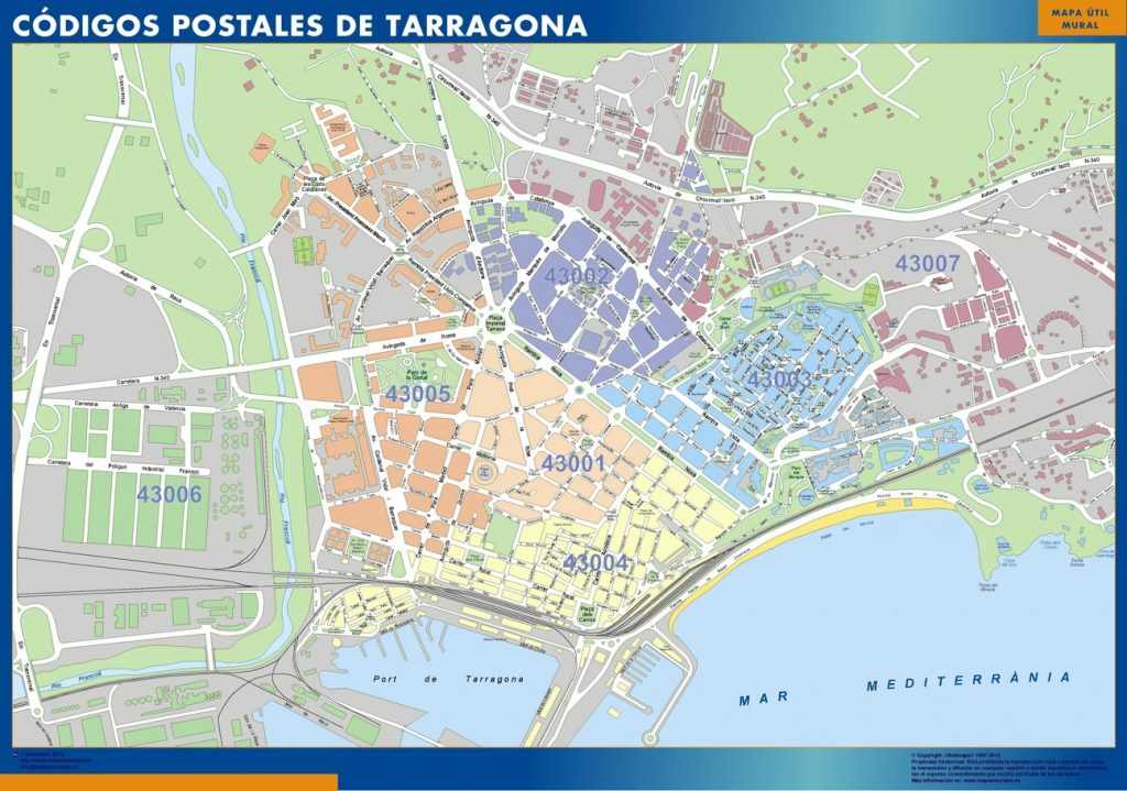 Carte Tarragona codes postaux