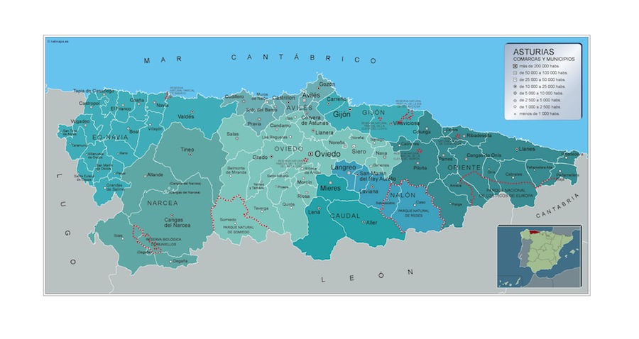 Carte communes Asturias