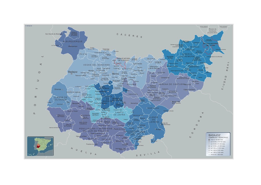 Carte communes Badajoz