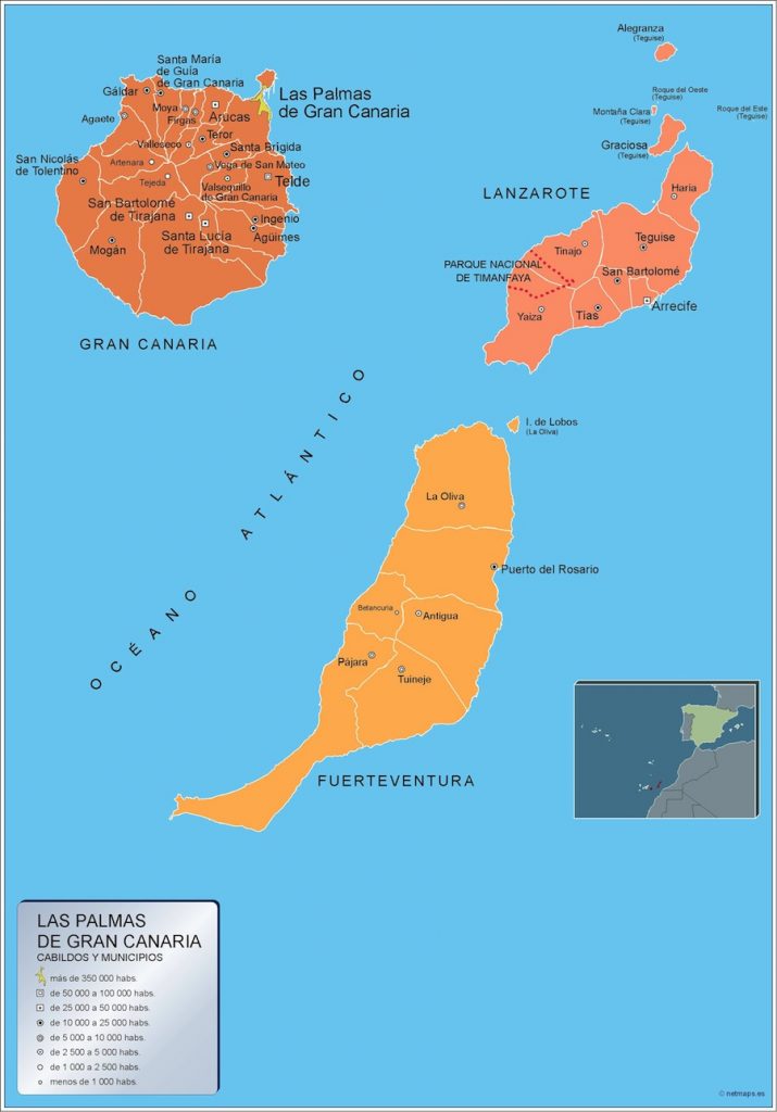 Carte communes Las Palmas Gran Canaria