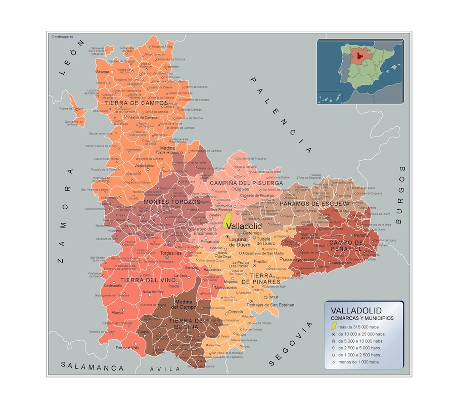 Carte communes Valladolid