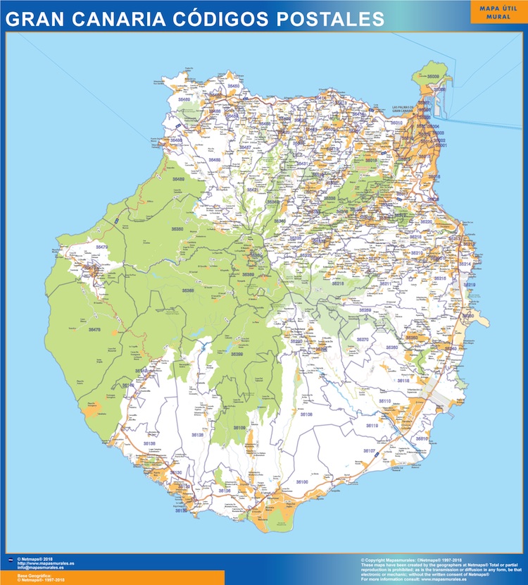 Carte isla Gran Canaria codigos postales