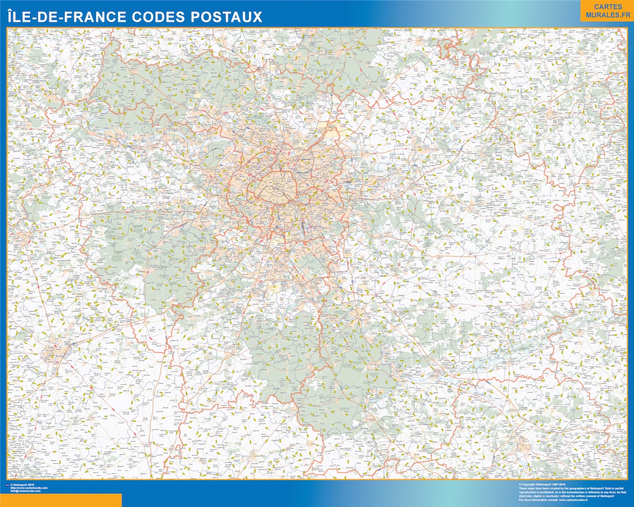 Carte Ile de France codes postaux