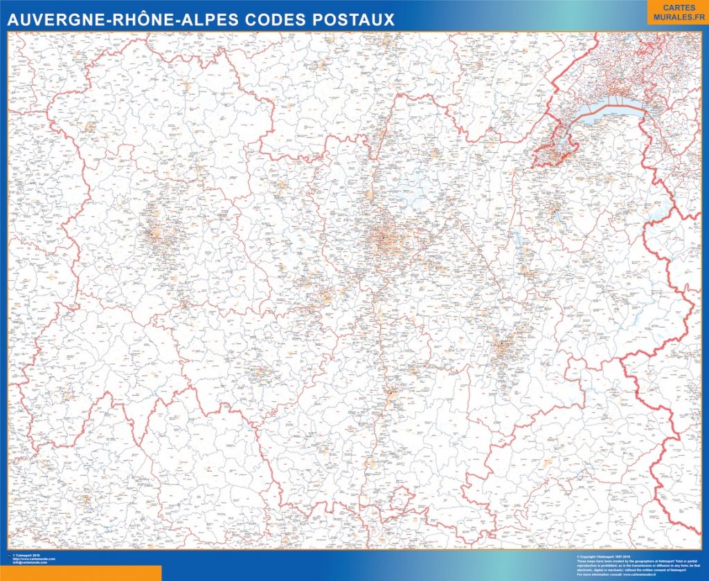 Region Auvergne-Rhone-Alpes codes postaux